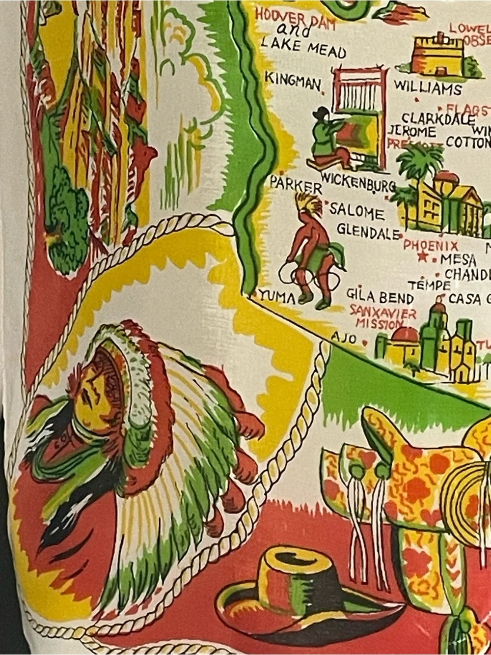 Rare Vintage 50s Arizona Souvenir Scarf Bandana 16 In Sq Excellent Condition - Picture 8 of 10